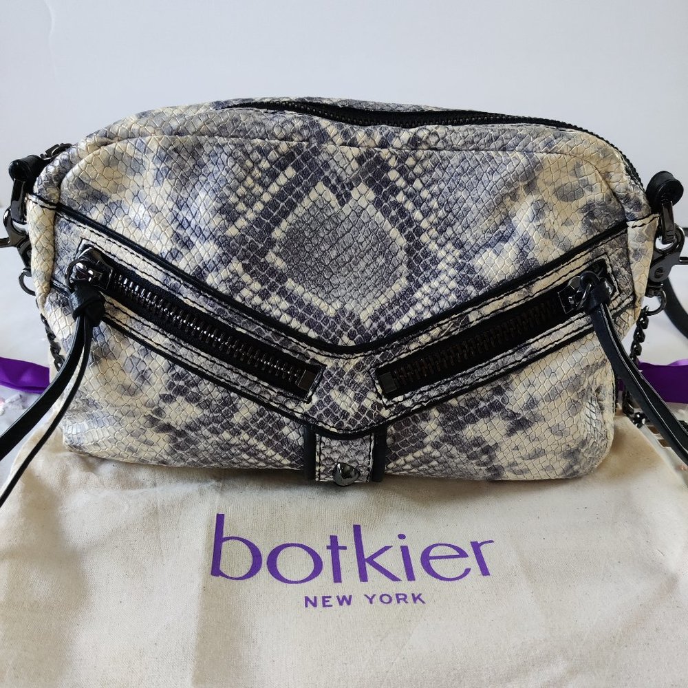 Botkier Trigger East West Black Snake Print Cross… - image 1